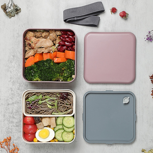 Boîte à lunch double couche avec compartiments indépendants, anti-fuite, conteneur alimentaire portable - Product Image 5