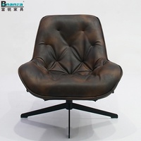 Bonanza marron deux tons en cuir moderne simple salon en cuir pivotant chaise canapé