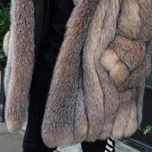 Cappotto Lungo in Pelliccia di Volpe di Alta Qualità per <span class=keywords><strong>Uomo</strong></span>, Stile Lussuoso a Righe Verticali, Maniche Intere in Pelliccia - Product Image 6