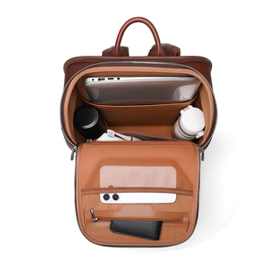 Zaino <span class=keywords><strong>in</strong></span> Vera <span class=keywords><strong>Pelle</strong></span> di Alta Qualità con Logo Personalizzato, Capacità 16L, Adatto per Laptop da 15 Pollici, Design di Lusso - Product Image 4