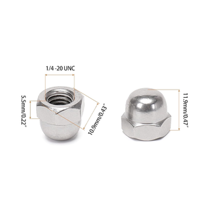 M3-M12 hạt acorn cap 304 thép không gỉ 18/8 Hex Dome Head cap <span class=keywords><strong>Nut</strong></span> thép Nickel mạ kết thúc din1587 bu lông và đai ốc - Product Image 2