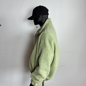 Chaqueta de lana <span class=keywords><strong>polar</strong></span> para hombre con cuello levantado y logotipo personalizado de fábrica OEM, chaqueta de lana de Sherpa con cremallera bordada - Product Image 4