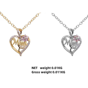 Collier pendentif élégant en forme de cœur avec inscription 'MOM', adapté aux adolescents et aux accessoires pour adolescents pour les vacances LYU-0085 - Product Image 5