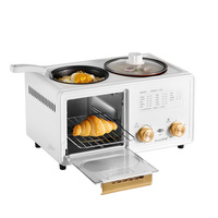 Machine à petit-déjeuner Posida 1100W 3 en 1 avec poêle à frire, four grille-pain et marmite 3 en 1 mini four électrique