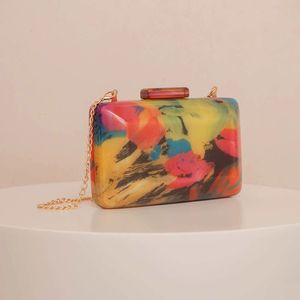 Padrão De Mármore Amarelo Fecho Hand Bags Mulheres Ombro Messenger Purse Feminino Evening Party Travel Girl Lady Acrílico Box Embreagens - Product Image 3