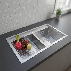 High Quality Stainless Steel Double Bowl <b>Kitchen</b> <b>Sink</b> Nano Coated Handmade Modern <b>Sink</b> for Apartment Villa - Product Image 1