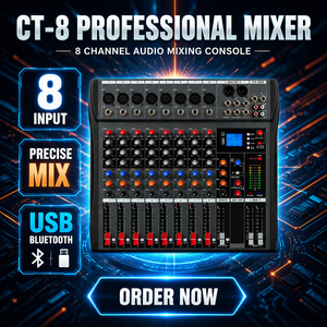 Mixer de Áudio Profissional Personalizado de 8 Canais para <span class=keywords><strong>DJ</strong></span>, Console de Mixagem e Controlador de Som para Sistema de Som de Palco - Product Image 2