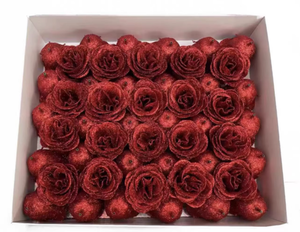 Cabeças de Flores de Rosa com Glitter Cristal e Lantejoulas, 7cm de Diâmetro, Rosas Artificiais com Glitter para Buquês de Ano Novo e Dia dos Namorados - Product Image 5
