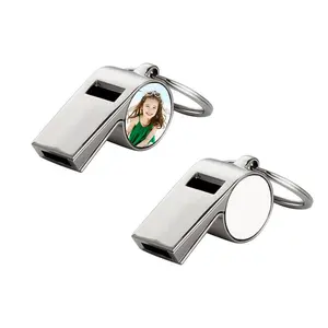 For School DIY Name Printable Thermal Heat Press Whistle Key Ring Sublimation Blank Whistle Keychain