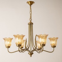 Lámpara de Techo LED Retro Americana de Cobre, de Alta Gama, Estilo Francés, con Cristal Bronceado, 360° de Iluminación, para Sala de Estar, Dormitorio, AC