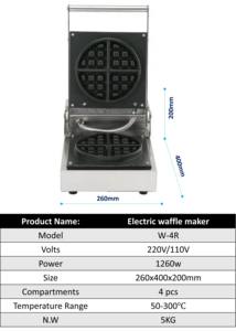 เครื่องทำวาฟเฟิลสำหรับเตาอบมัฟฟินในเชิงพาณิชย์เครื่องทำวาฟเฟิลแบบมืออาชีพความร้อนสูงไม่ติดกระทะอุณหภูมิสูง - Product Image 2