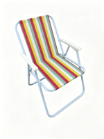 Chaise de plage pliable Bungee avec accoudoirs, chaise de camping extérieure légère en tissu rayé pour patio, piscine et jardin