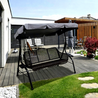 Fauteuil balançoire de patio extérieur 3 places en acier inoxydable avec auvent amovible pour jardin et cour