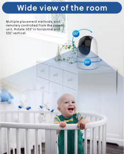 Monitor para bebés de 5 pulgadas, cámara de vigilancia con zoom Digital, visión nocturna automática, intercomunicador bidireccional, detección de movimiento, cámara panorámica e inclinable para niñera - Product Image 4