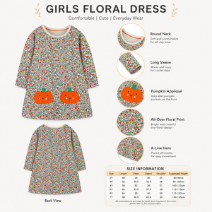 Vestito per Bambine, Gonna a Fiori per Bambine Piccole e Medie, Gonna Principessa con Ricamo a Zucca per Halloween - Product Image 5