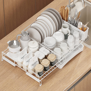 Escurridor de Platos de 2 Niveles, Multifuncional, Ahorra Espacio, Expandible, con Bandeja de Drenaje para la Encimera de la Cocina - Product Image 5