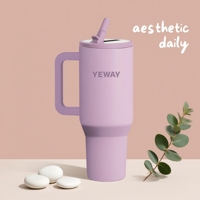 Gobelet de voyage léger de 40oz sans BPA en acier inoxydable pour enfants avec couvercle en paille