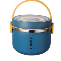 Boîte à lunch isotherme empilable personnalisée FTS Tiffin Round Premium en acier inoxydable 304 à 3 couches pour adultes, ensemble en plastique pour le bureau