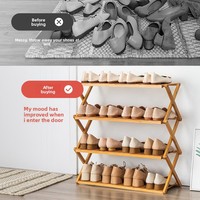 Meuble à chaussures pliable multicouche en bambou, sans installation, pour salon, étagère de rangement domestique