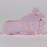 Souvenir personnalisé en cristal de pied de bébé, cadeau de naissance, vente en gros