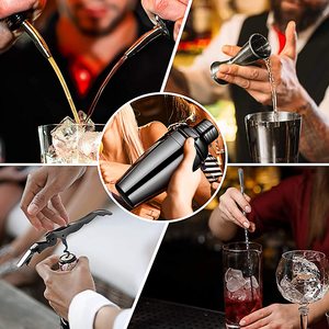 9 piezas de acero inoxidable coctelera conjunto profesional barman Kit Premium Bar para casa bares las partes y viajar B - Product Image 6