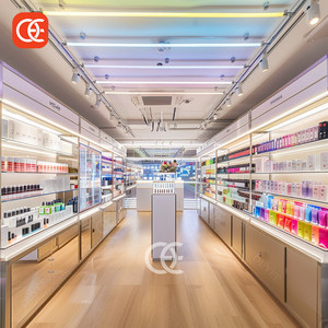 Présentoir de magasin de cosmétiques de luxe Présentoir de parfum à lumière LED Présentoir mural en ardoise pour perruques Magasin de cheveux de beauté - Product Image 3
