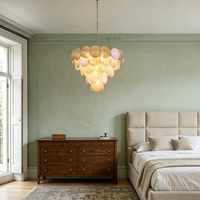 Lustre en verre de style italien moderne, luminaire suspendu en verre irisé superposé, lampe suspendue pour îlot de cuisine, restaurant