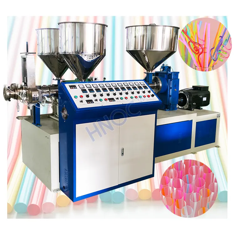 HNOC Voll automatischer Kunststoff Lollipop Candy Drink U Stroh machen Maschine Stroh zählung WraPing Extrusion linie