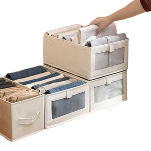 Eco-Friendly linho dobrável armazenamento caixa casa organizador gaveta com Visual malha 10kg capacidade de carga para vestuário organização - Product Image 6