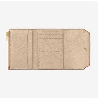 Dompet Kartu Kredit & ID Lipat Tiga Kulit Pebble Pola Solid Anti RFID Logo Kustom Mewah dengan Kancing Penutup dan Kantong Koin