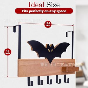 Bat Over Door Hook Wooden <b>Clothes</b> <b>Rack</b> No Drilling Required Bedroom Wall Mounted Storage Organizer - Product Image 4
