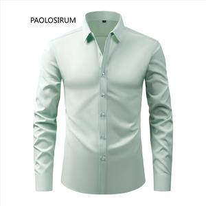 Camicia da <span class=keywords><strong>Uomo</strong></span> Elasticizzata in 4 Direzioni, Antipiega, Senza Stiratura, Slim Fit, Business Casual, Manica Lunga, Vendita all'Ingrosso Personalizzata - Product Image 2