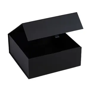 Custom Logo Black Rigid Board Cardboard Packaging Paper Gift Box With Magnetic Lid Closure