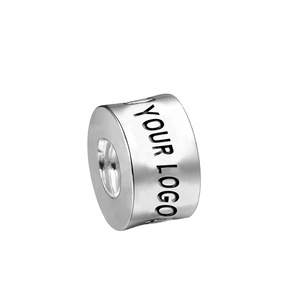 Custom 925 Sterling Silver Logo Spacer <b>Bead</b> Fit <b>Mens</b> Beaded <b>Bracelet</b> - Product Image 1