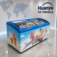 Glass Top Single Curved Ice Cream Chest Display Freezer Commercial Freezer Air Cooling Mechanical