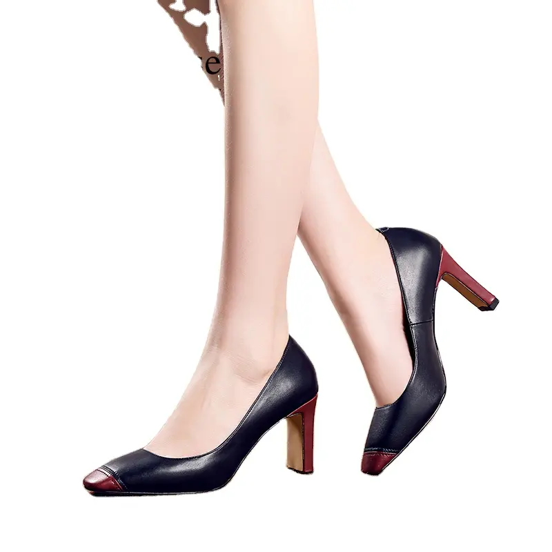Zapatos de vestir de piel de vaca auténtica para mujer, de tacón superalto calzado femenino, de alta calidad, superventas, H142