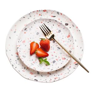 Ensemble d'assiettes à dîner en céramique à motif terrazzo LovingHome, <span class=keywords><strong>vaisselle</strong></span> en porcelaine pour la maison, accessoires de <span class=keywords><strong>table</strong></span> pour restaurant, décoration de salle à manger - Product Image 1