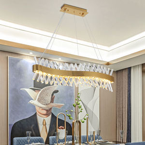 Luz colgante de oro rectangular, candelabro de cristal Led K9 rectangular de cromo de lujo para mesa de comedor - Product Image 4