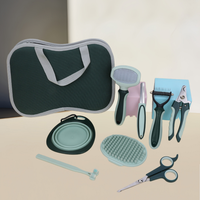 Kit de toilettage pour animaux de compagnie multifonctionnel sûr et facile à utiliser en acier inoxydable, fer et plastique, 8 outils en 1 (brosse, tondeuse, peigne) pour chiens et chats