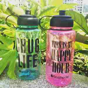 ขวดน้ำพลาสติกใสแบบพกพาขนาด 1000 มล. สีชมพู ป้องกันการรั่วซึม - Product Image 4