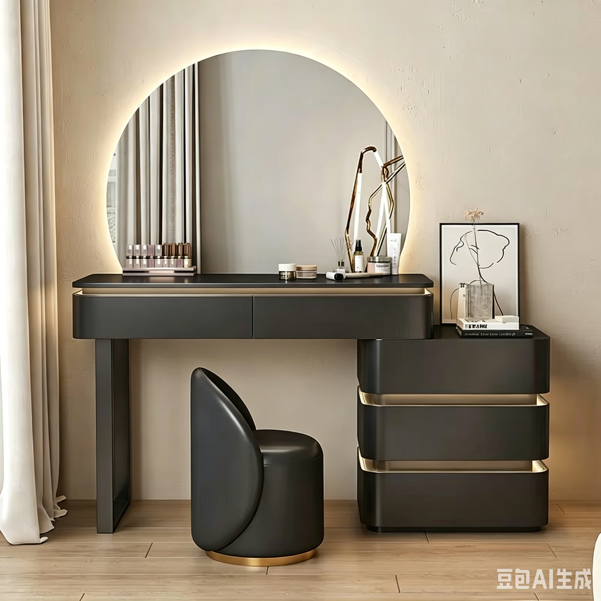 Armoire noire à 3 tiroirs