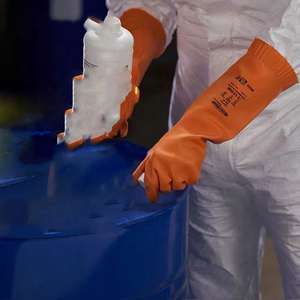 طويلة البرتقال النتريل صناعة قفازات حمض و القلويات قفازات مقاومة - Product Image 4