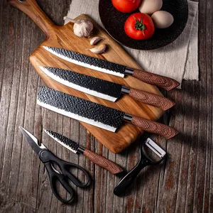 Profesyonel seramik pişirme soyma şef şefler nakiri barbekü bıçak 7 "setleri el yapımı bıçaklar seti