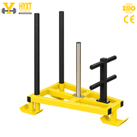 Traîneau de poussée triangulaire Power Sled 30 kg avec support de poids olympique et double barre de poussée pour entraînement de poussée de traîneau et entraînement en salle de sport