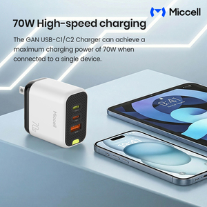 Chargeurs <span class=keywords><strong>de</strong></span> téléphone Miccell Premium 70W GaN, chargeur mural USB Type C pour téléphone portable, prise en <span class=keywords><strong>charge</strong></span> <span class=keywords><strong>de</strong></span> la <span class=keywords><strong>charge</strong></span> rapide pour iPhone, Xiaomi - Product Image 3