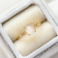 Bague de fiançailles et d'éternité en argent sterling 925 avec opale artificielle taille ovale pour femme