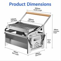Barbecue au charbon de bois pour le camping en plein air, grill pliable à 180 degrés avec retour automatique d'une touche, en acier inoxydable 304, portable