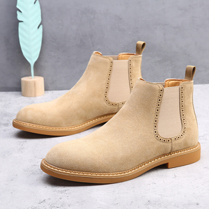 Bottes montantes décontractées en cuir véritable pour hommes, style Derby rétro, avec broguage à bout brosse et détails Wingtip, pour un look semi-formel professionnel - Product Image 5