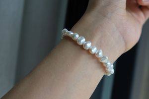 Pulsera de Perlas Naturales de Agua Dulce Chapadas en Oro y Plata <span class=keywords><strong>Tai</strong></span>, Forma de Bola Ligeramente Imperfecta, Moderna, para Uso Diario de Mujeres, Regalo - Product Image 3