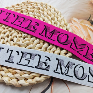 HH4K Custom Logo Nylon <b>Webbing</b> Jacquard Straps Sustainable 32cm Letter Multi-Color Knitted Elastic Plain Tape Underwear - Product Image 1